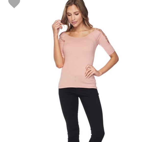 NWT Mauve Lattice Detailed Off Shoulder Top - Picture 8 of 8